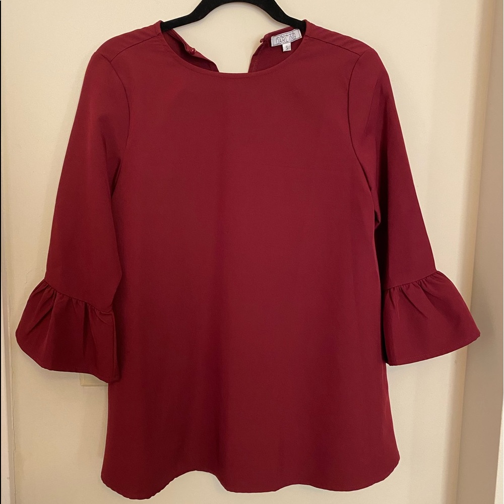 Red peplum sleeve top